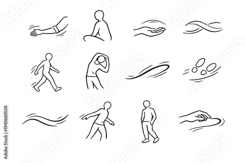 Flow relaxed generation icon mark trace vector image simple smooth kinetic arm