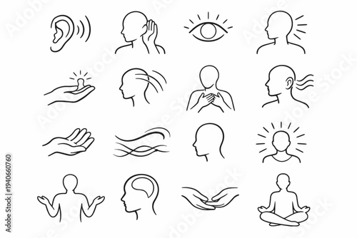 Attention generation vector subtle calm perception serene icon image simple outline attentive