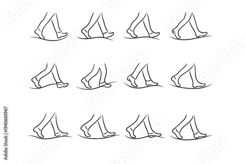 Icons natural locomotion line route walk icon fluid vector pace sweep footpath