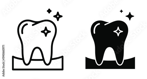 dental tooth icon set with sparkling clean molar teeth symbols for oral hygiene dentistry healthcare medical services and clinic branding design