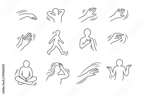 Movement gentle posture vector line outline image human relaxed generation simple motion