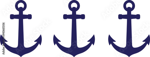 Nautical anchor symbols collection marine ship anchor icons isolated on white background vector illustration