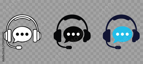 Headset Icons for Customer Support.