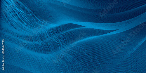 Abstract blue motion design background featuring dark wave lines and glowing energy rays in a digital space illustration with light beams and plasma textures