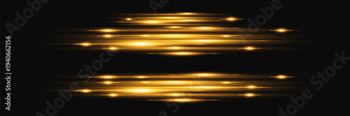 Golden horizontal light streaks creating speed effect