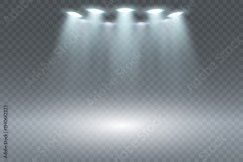 Spotlights illuminating stage creating smoky effect