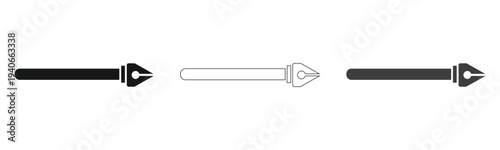 Vector screw nail icons set black filled white outline gray pointed hardware tool construction metal fastener bolt rivet simple line illustration