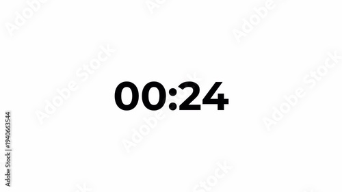 30 second countdown timer animation on a transparent background, 30 second to 0 second countdown timer with alpha channel in 4k.