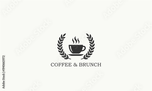 Coffee and brunch and tea logo design with minimalist black and white colors
