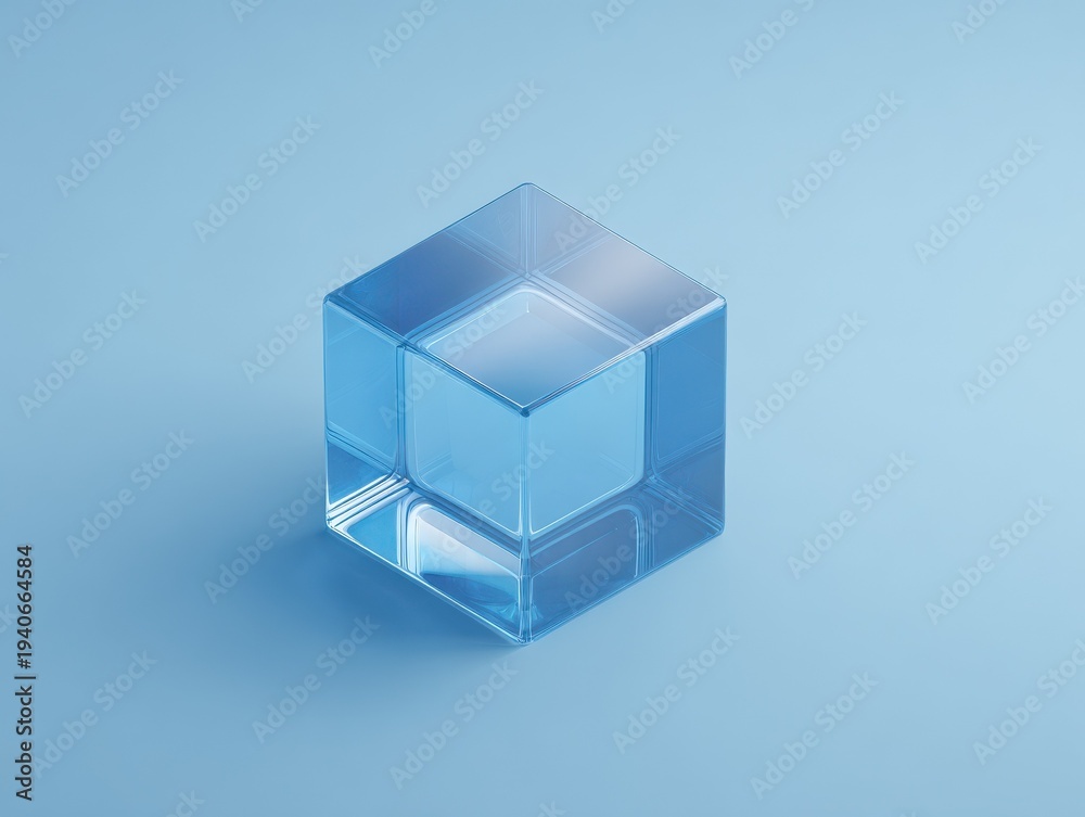 Fototapeta premium blockchain cube minimal isolated on a light blue background