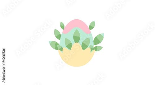Easter graphic of plant growing in yellow pot with green leaves