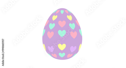 Easter Egg Vertical View With Hearts Decorations Digitally Illustrated
