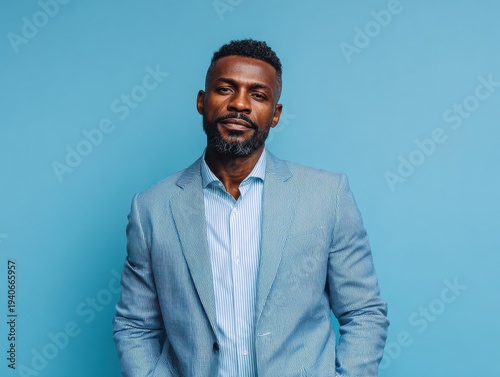 businessman confident portrait isolated isolated on a light blue background