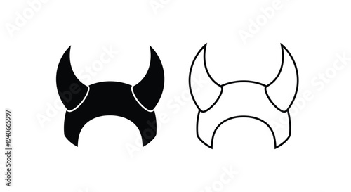Two contrasting depictions of devil horns in black and white