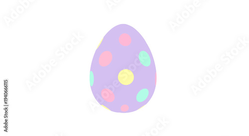 Easter Egg Illustration Featuring Pastel Polka Dots on Purple Egg