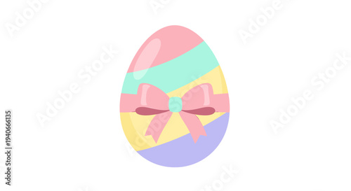 Easter event featuring a colorful egg with ribbon in vertical viewpoint