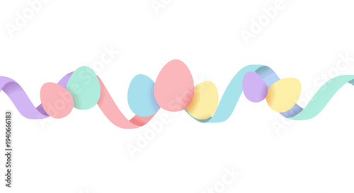 Easter Celebration Digital Illustration of Pastel Garland