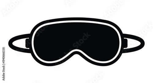 Simple black outline of a sleep mask isolated on a white background