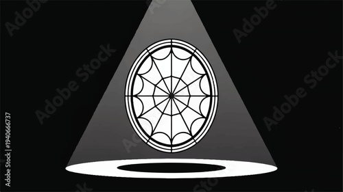 stained glass window design illuminated by spotlight cone
