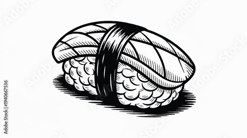 sushi roll with seaweed on white background