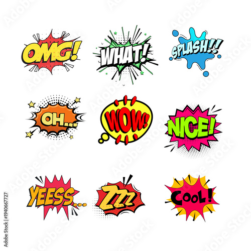 Comic Text Effects OMG Wow Nice Vector Set