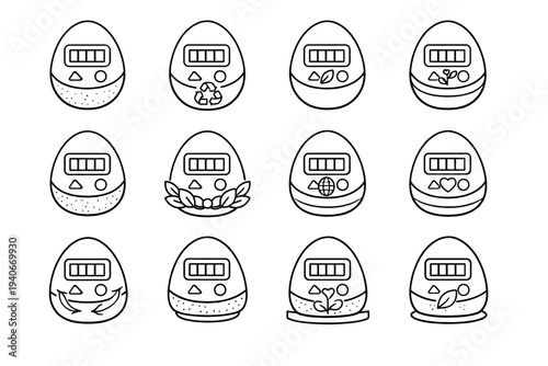 Clean environmental material friendly outline icon eco vector sustainable timer modern