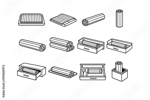 Icon modern sink cylindrical organization foldable cover outline concept clean vector geometry