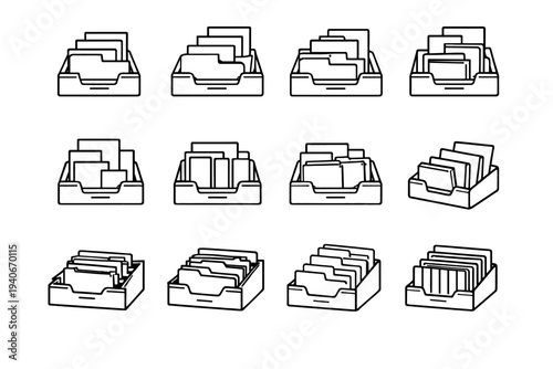 Clean stepped file icon divider vector icons handling modern tiered vertical design