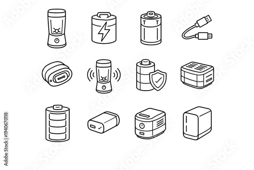 Rechargeable operation design outline blender vector unit form power modern icon icons