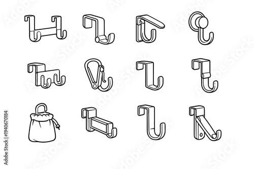 Temporary compact travel door towel feature icon modern hook portability design vector