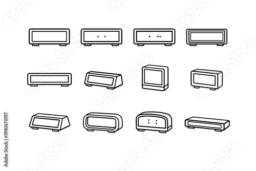 Clean icon visibility even vector icons digital countertop glass clock time silhouette