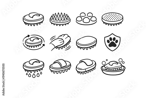 Icon tips modern vector bath concept brush feature pet circulation bristle rubber