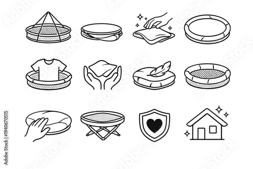 Home geometry rounded vector foldable perimeter smooth edges fabric icon handling icons
