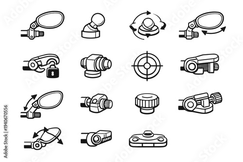 Tidy clean viewing modern rotation icon ball hinge icons mirror bike vector