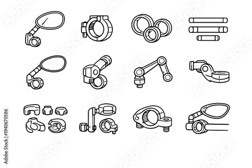 Versatility modern bar clean icons handlebar vector icon mirror fit universal cycling