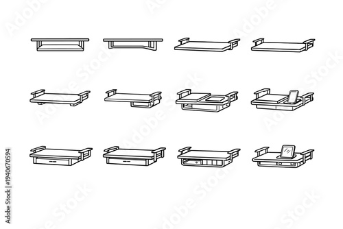 Rectangular brackets supports shelf desk office frame icon under vector metal compact