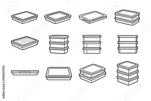 Stacking nesting design storage modern vector icon clean icons geometry refined surface