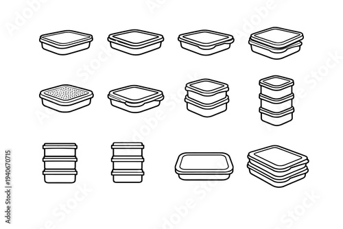 Container outline grid icon design raised neat surface modern refined vector