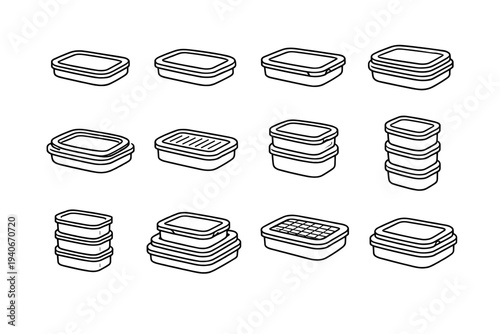 Stable secure solution foldable lid icons clean vector silhouette groove stackable icon