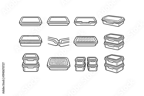 Vector storage raised icon outline vertical stackable collection design top icons modern