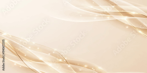Soft pink and gold abstract background featuring flowing silk waves and smooth golden lines in a decorative satin texture design