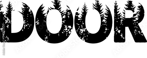 Distressed typography of the word door