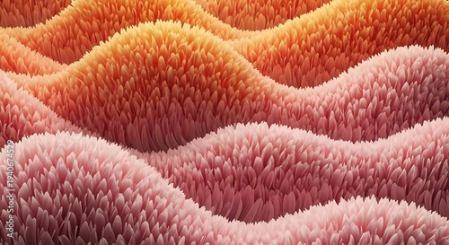 Vibrant wavy pattern of soft pink and orange petals creating dynamic texture