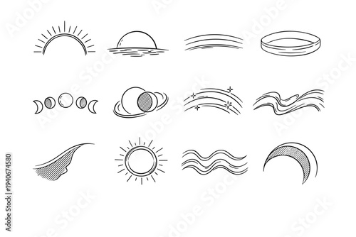 Moon halo vector generation sunrise trail icon sunset contour image sweep simple