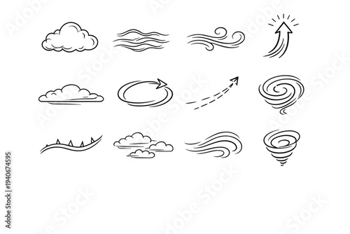Generation cloud simple air mark drift front vapor vector ribbon icon image