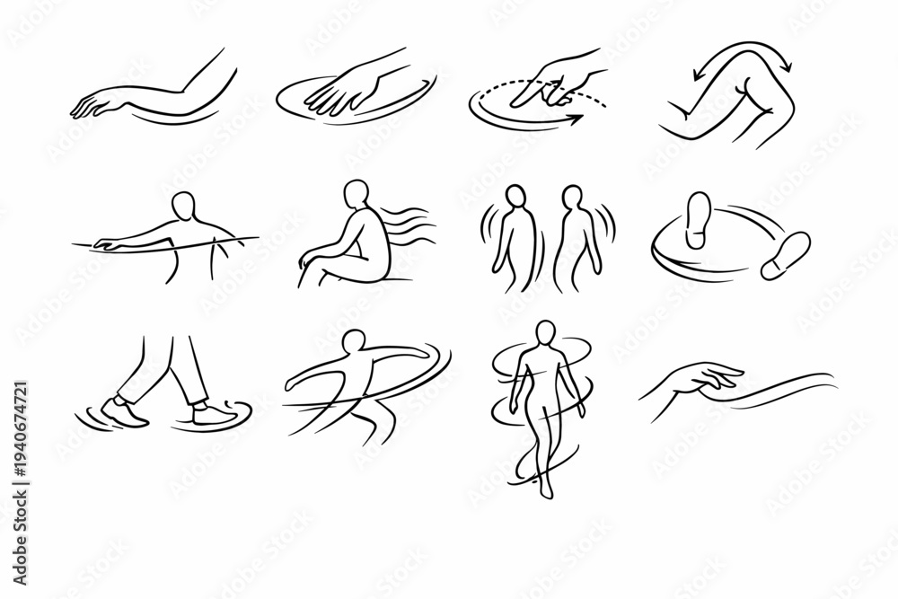 Fototapeta premium Icon vector sweep simple arc outline generation image reach flow drift finger