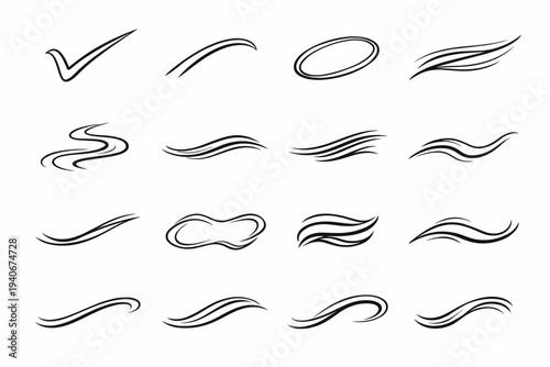 Outline icon fluid steady vector balanced glide current stream controlled set resolved