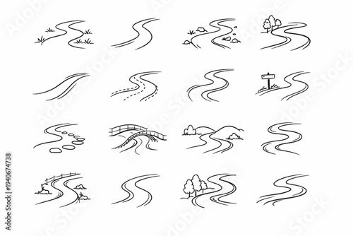 Simple curve trace quiet icon contour generation arc sketch vector image route