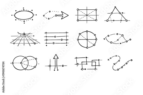 Guide vector dots generation scaffold marks freehand image layout indicators planning simple