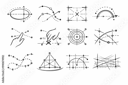 Generation structure image icon intuitive scaffold vector alignment planning trail dots simple